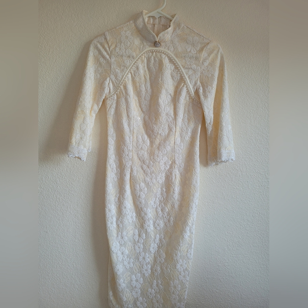 Ivory Lace Cheongsam Qipao Chinese Dress